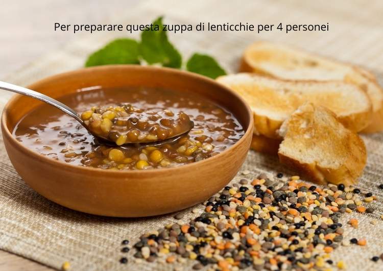 zuppa di lenticchie per 4 persone